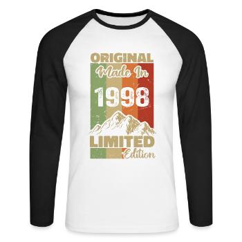 1998 Original - Made in 1998 - Limited Edition - Unisex Long Sleeve Baseball T-Shirt - white/black - Front - Nik (191cm)