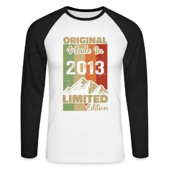 2013 Original - Made in 2013 - Limited Edition - Unisex Baseballshirt langarm - Weiß/Schwarz - Vorne - Nik (191cm)