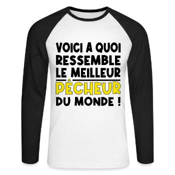 Le meilleur pêcheur - T-shirt baseball manches longues Homme - blanc/noir - Devant - Nik (191cm)