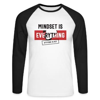 L’état d’ positif, l’attitude est la clé - T-shirt baseball manches longues Homme - blanc/noir - Devant - Nik (191cm)