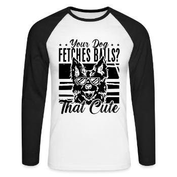 Your Dog Fetches Retro Dog Trainer Animal Trainers - Unisex Long Sleeve Baseball T-Shirt - white/black - Front - Nik (191cm)