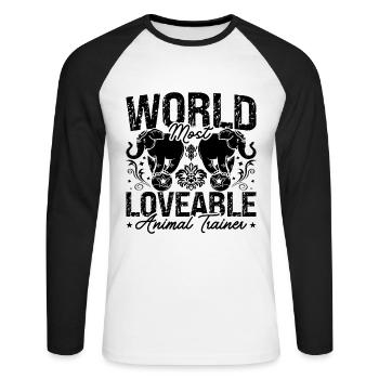 World's Most Loveable Zookeeper Animal Trainers - Unisex Baseballshirt langarm - Weiß/Schwarz - Vorne - Nik (191cm)