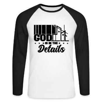 God Is In The Details Retro Construct Architects - Unisex Baseballshirt langarm - Weiß/Schwarz - Vorne - Nik (191cm)
