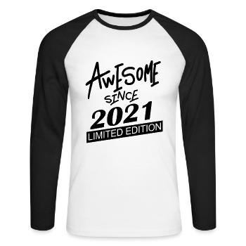 2021 - Millésime 2021 - T-shirt baseball manches longues Homme - blanc/noir - Devant - Nik (191cm)