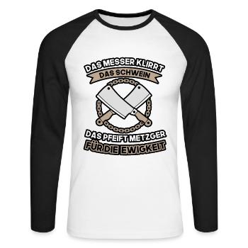 metzger für die ewigkeit - Unisex Baseballshirt langarm - Weiß/Schwarz - Vorne - Nik (191cm)