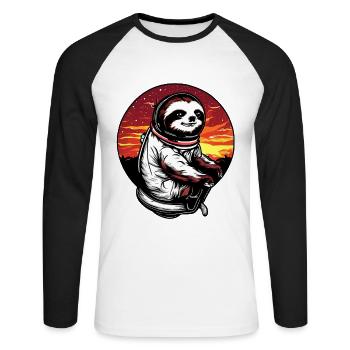 Plus paresseux dans l’espace au coucher du soleil - T-shirt baseball manches longues Homme - blanc/noir - Devant - Nik (191cm)