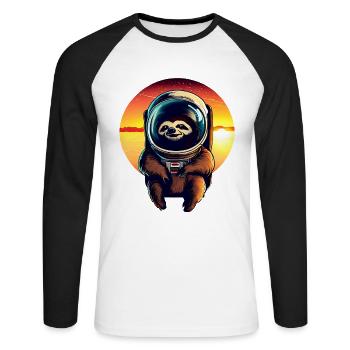Plus paresseux dans l’espace au coucher du soleil - T-shirt baseball manches longues Homme - blanc/noir - Devant - Nik (191cm)