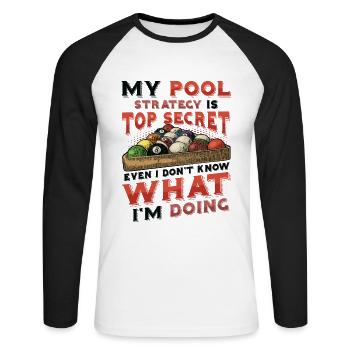 Funny pool player, billiards pool league - Unisex Long Sleeve Baseball T-Shirt - white/black - Front - Nik (191cm)