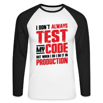 Je teste mon code en production - T-shirt baseball manches longues Homme - blanc/noir - Devant - Nik (191cm)