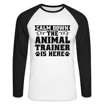 Calm Down The Animal Veterinarian Animal Trainers - Unisex Baseballshirt langarm - Weiß/Schwarz - Vorne - Nik (191cm)