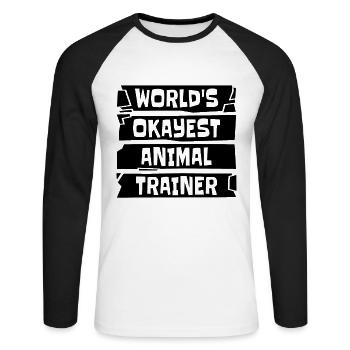 World's Okayest Animal Dog Trainer Animal Trainers - Unisex Baseballshirt langarm - Weiß/Schwarz - Vorne - Nik (191cm)