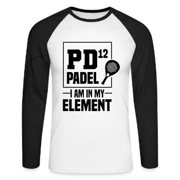 Padel Tennis Paddel Padelball Padeln Padeltennis - Unisex Baseballshirt langarm - Weiß/Schwarz - Vorne - Nik (191cm)