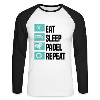 Padel Tennis Paddel Padelball Padeln Padeltennis - Unisex Baseballshirt langarm - Weiß/Schwarz - Vorne - Nik (191cm)