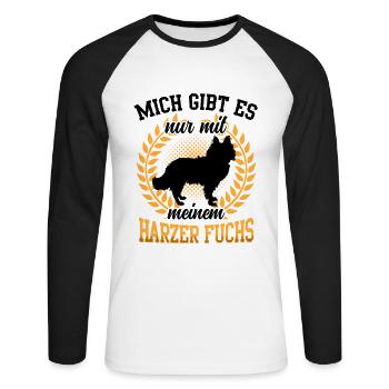 Nur mit Harzer Fuchs altdeutscher Hütefuchs - Unisex Baseballshirt langarm - Weiß/Schwarz - Vorne - Nik (191cm)