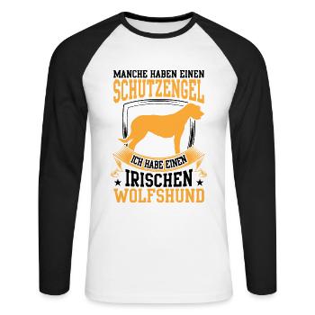 Habe einen Irischer Wolfshund Irish Wolfhound - Unisex Baseballshirt langarm - Weiß/Schwarz - Vorne - Nik (191cm)