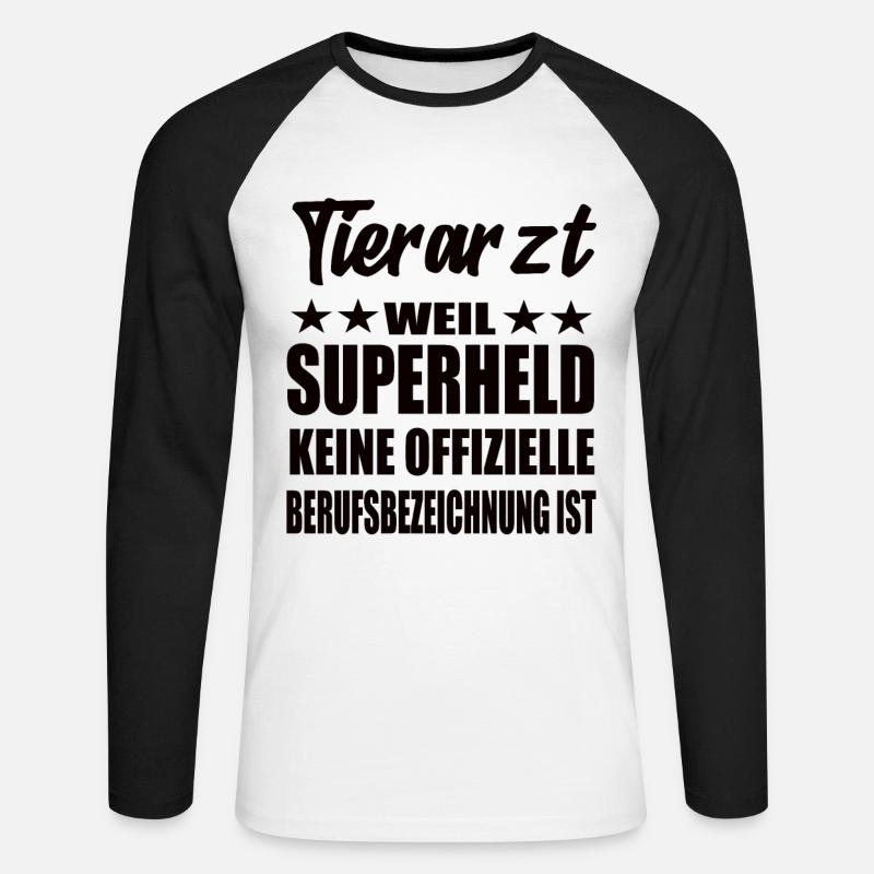 Tierarzt Superheld Spruch - Unisex Baseballshirt langarm - Weiß/Schwarz