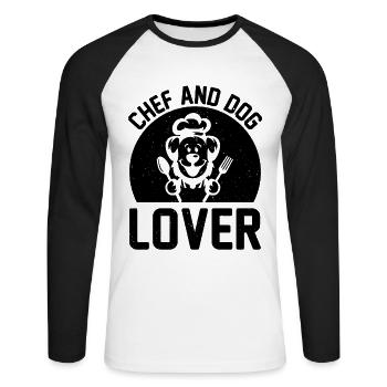 Chef And Dog Lover Chef Cook Food Cooking And Dog - Unisex Baseballshirt langarm - Weiß/Schwarz - Vorne - Nik (191cm)