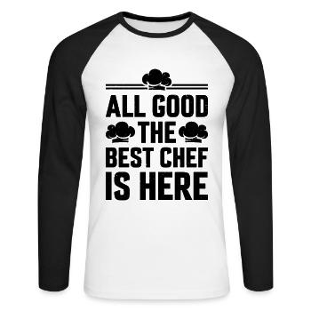 All Good The Best Chef Is Here Chef Cook Food Cook - Unisex Baseballshirt langarm - Weiß/Schwarz - Vorne - Nik (191cm)