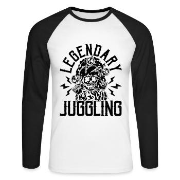 Personnel de cirque légendaire jongleur Clowns de cirque - T-shirt baseball manches longues Homme - blanc/noir - Devant - Nik (191cm)