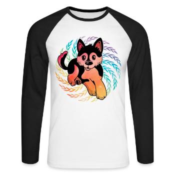Husky - Unisex Baseballshirt langarm - Weiß/Schwarz - Vorne - Nik (191cm)