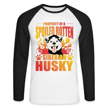 Property of a Spoiled Rotten Siberian Husky - Unisex Long Sleeve Baseball T-Shirt - white/black - Front - Nik (191cm)