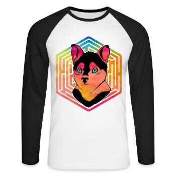 Husky - Unisex Baseballshirt langarm - Weiß/Schwarz - Vorne - Nik (191cm)