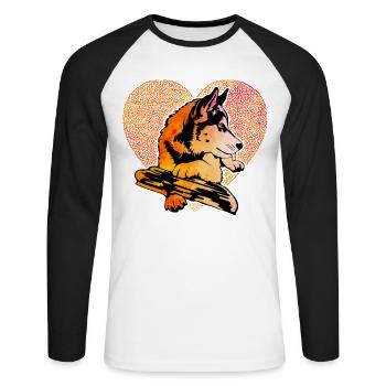 Husky - Unisex Baseballshirt langarm - Weiß/Schwarz - Vorne - Nik (191cm)