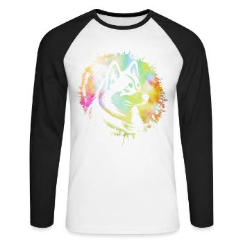 Husky - Unisex Baseballshirt langarm - Weiß/Schwarz - Vorne - Nik (191cm)