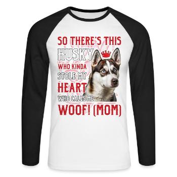 Maman Husky - T-shirt baseball manches longues Homme - blanc/noir - Devant - Nik (191cm)
