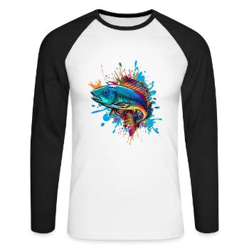 Colorful fish - Unisex Long Sleeve Baseball T-Shirt - white/black - Front - Nik (191cm)