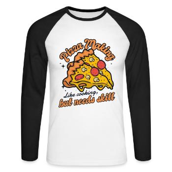 Like Cooking But Needs Skill Pizza Pizzablech - Unisex Baseballshirt langarm - Weiß/Schwarz - Vorne - Nik (191cm)