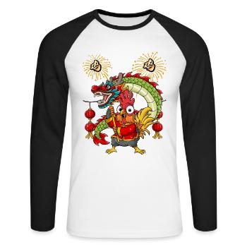 Jahr Des Hahns Mondneujahrsfest Chinesisches - Unisex Baseballshirt langarm - Weiß/Schwarz - Vorne - Nik (191cm)