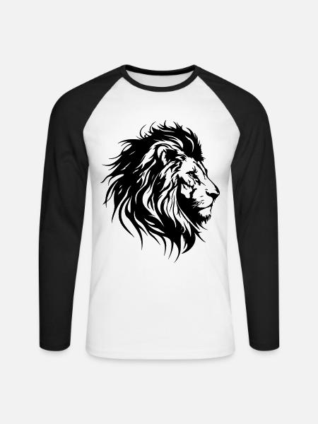 Lion Head Lion Silhouette - Unisex Long Sleeve Baseball T-Shirt - white/black