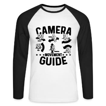 Camera Movement Guide Cameraman Camera Operators - Unisex Long Sleeve Baseball T-Shirt - white/black - Front - Nik (191cm)