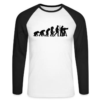 Cadreur Evolution Retro aime le cinéma - T-shirt baseball manches longues Homme - blanc/noir - Devant - Nik (191cm)