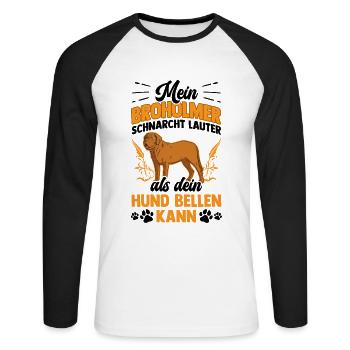 Broholmer schnarcht lauter Dänische Dogge - Unisex Baseballshirt langarm - Weiß/Schwarz - Vorne - Nik (191cm)