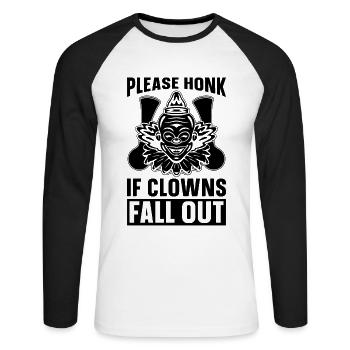 S’il vous plaît klaxonner si les clowns carnaval amoureux du cirque les clowns - T-shirt baseball manches longues Homme - blanc/noir - Devant - Nik (191cm)