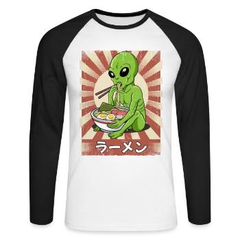 ramen alien noodle soupe ramen ramen - T-shirt baseball manches longues Homme - blanc/noir - Devant - Nik (191cm)
