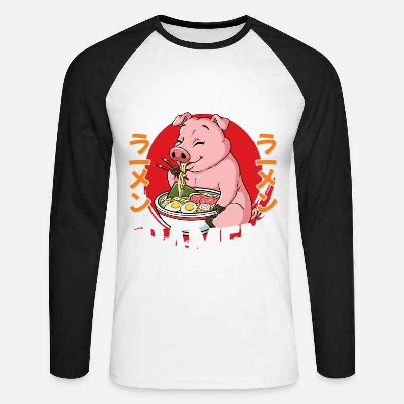 But First Ramen - Unisex Baseballshirt langarm - Weiß/Schwarz