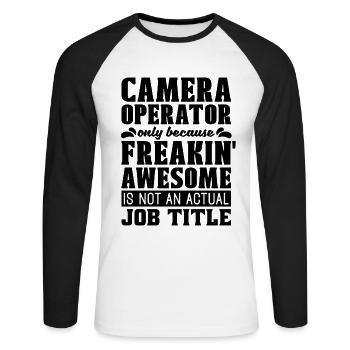 Cadreur uniquement parce que Freakin' Cameraman - T-shirt baseball manches longues Homme - blanc/noir - Devant - Nik (191cm)