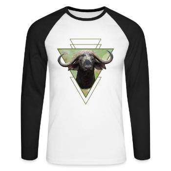 Buffalo - Cape buffalo - Wildlife in Africa - Unisex Long Sleeve Baseball T-Shirt - white/black - Front - Nik (191cm)