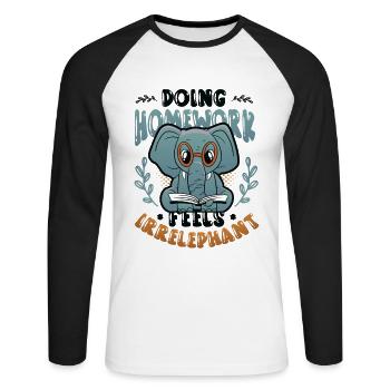 Faire ses devoirs ne fait pas du bien - T-shirt baseball manches longues Homme - blanc/noir - Devant - Nik (191cm)