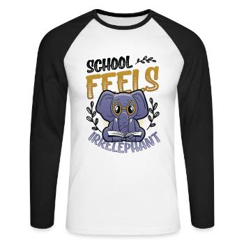 L’école se sent Irrelephant, anti-école - T-shirt baseball manches longues Homme - blanc/noir - Devant - Nik (191cm)