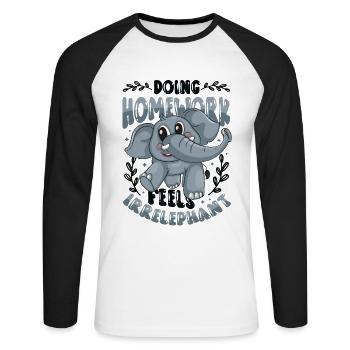 Faire ses devoirs ne fait pas du bien - T-shirt baseball manches longues Homme - blanc/noir - Devant - Nik (191cm)