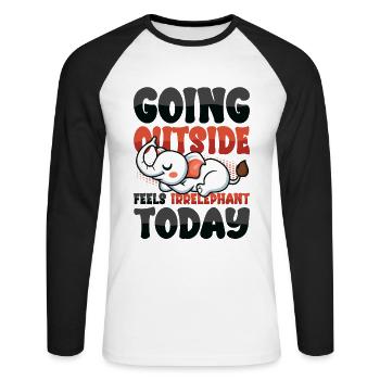 Nach draußen zu gehen, fühlt sich Heute faul an - Unisex Baseballshirt langarm - Weiß/Schwarz - Vorne - Nik (191cm)
