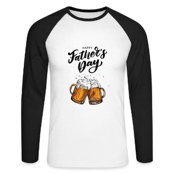 Fête des pères Cadeau de la fête des pères pour les acclamations de la fête de l’Ascension - T-shirt baseball manches longues Homme - blanc/noir - Devant - Nik (191cm)