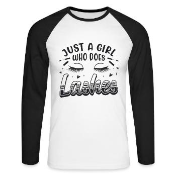 Juste une fille qui fait des maquilleurs cosmétologues - T-shirt baseball manches longues Homme - blanc/noir - Devant - Nik (191cm)