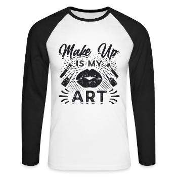 Make Up Is My Art Loves Cosmetics Makeup Artists - Unisex Baseballshirt langarm - Weiß/Schwarz - Vorne - Nik (191cm)