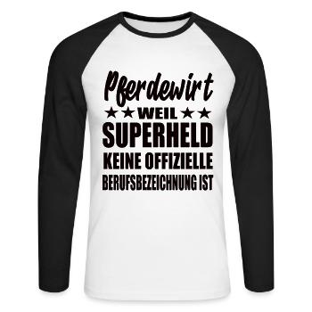 Pferdewirt Superheld Spruch - Unisex Baseballshirt langarm - Weiß/Schwarz - Vorne - Nik (191cm)
