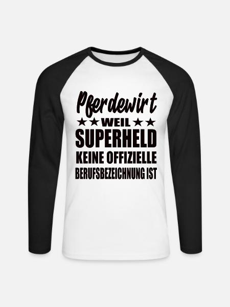Pferdewirt Superheld Spruch - Unisex Baseballshirt langarm - Weiß/Schwarz